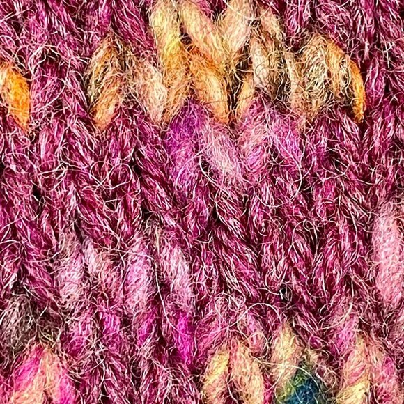 Hand Knit Wool Fair Isle Turtleneck Sweater Women’s XS | Raspberry Nordic Ski - Picture 11 of 13